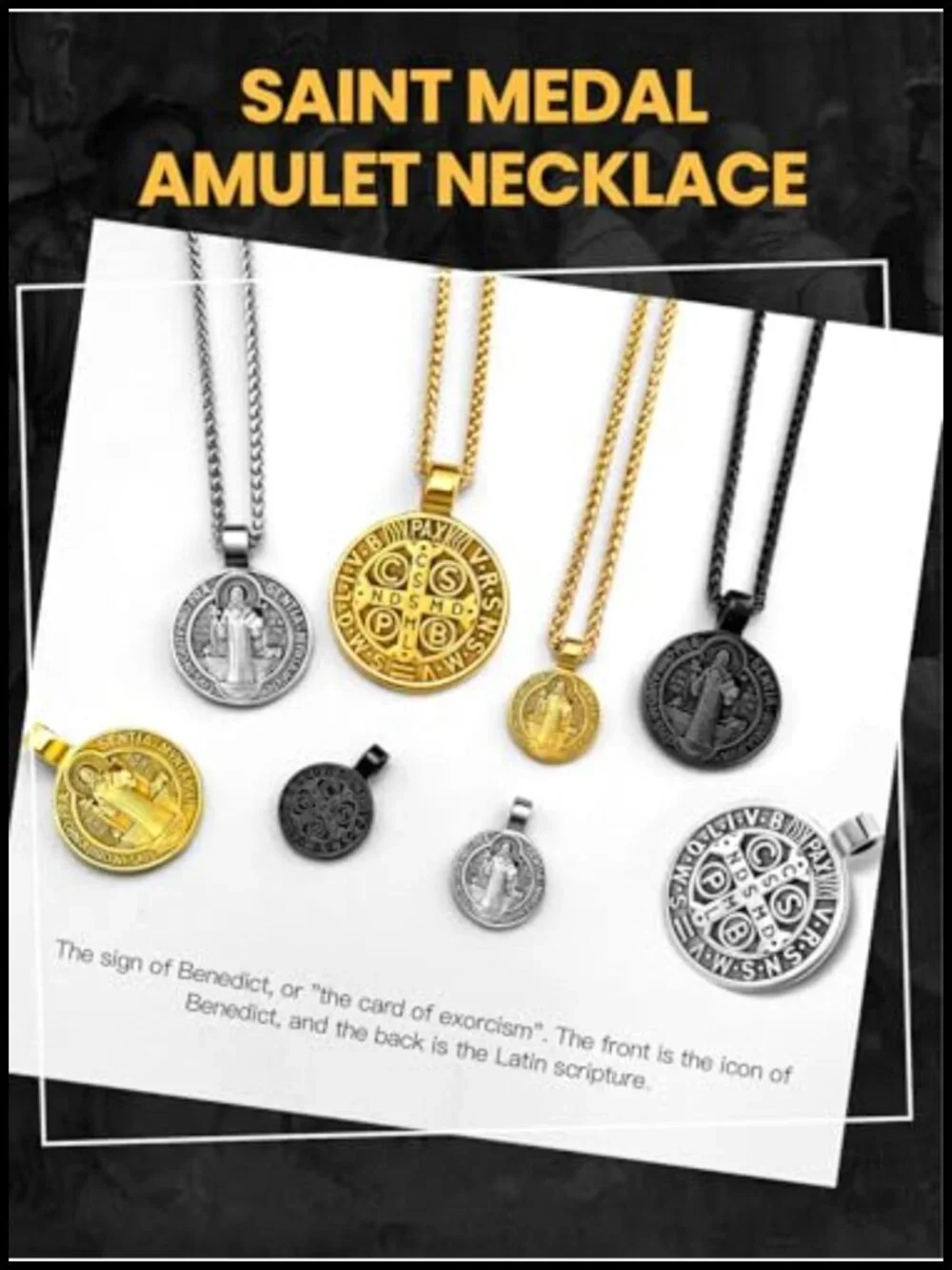 St Benedict Medal Necklace Catholic Pendant Stainless Steel Confirmation Gift